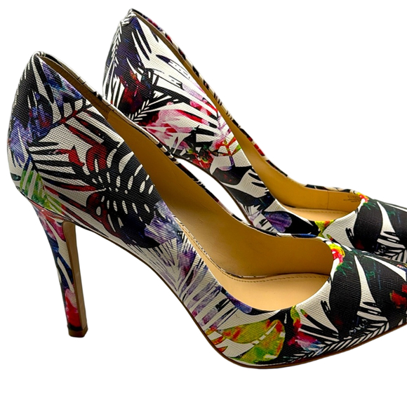 Jessica Simpson Cassani Palm Print Stiletto Pump Slip On Tropical Size 11 New - Picture 1 of 5
